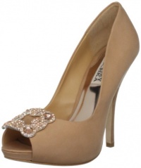 Badgley Mischka Women's Gayla Peep-Toe Pump,Caramel Silk,9 M US Badgley Mischka Women's Gayla Peep-Toe Pump,Caramel Silk,9 M US
