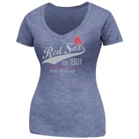 MLB Womens Boston Red Sox Winners Appeal Navy Melange Short Sleeve Deep V-Neck Tee By Majestic MLB Womens Boston Red Sox Winners Appeal Navy Melange Short Sleeve Deep V-Neck Tee By Majestic