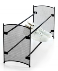 A shoe lover's solution. Expandable and stackable, this smart design fits your wardrobe needs with an all-metal construction that stands stable & sturdy on thick carpet and hard floors. A shoe lover's solution. Expandable and stackable, this smart design fits your wardrobe needs with an all-metal construction that stands stable & sturdy on thick carpet and hard floors.