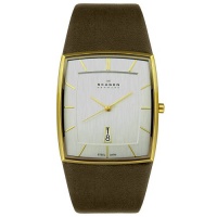 Skagen Men's 567LGLD1 Steel Collection Brown Leather Silver Dial Watch Skagen Men's 567LGLD1 Steel Collection Brown Leather Silver Dial Watch