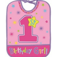 Amscan First Birthday Bib Girl Vinyl Baby Bib Amscan First Birthday Bib Girl Vinyl Baby Bib