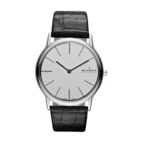 Skagen Men's 858XLSLC Skagen Denmark Super Slim Chrome & Black Watch Skagen Men's 858XLSLC Skagen Denmark Super Slim Chrome & Black Watch