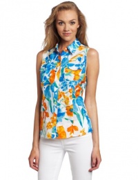 Jones New York Women's Printed Floral Sleeveless Shirt Jones New York Women's Printed Floral Sleeveless Shirt