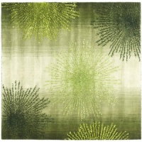 Safavieh Soho Collection Explosions Handmade New Zealand Wool Square Area Rug, Green Safavieh Soho Collection Explosions Handmade New Zealand Wool Square Area Rug, Green