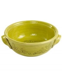 Homegrown style. Ruffled edges and engraved florals give the Espana Antica casserole an organic, handcrafted feel that suits country settings. From the Tabletops Unlimited dinnerware collection. Homegrown style. Ruffled edges and engraved florals give the Espana Antica casserole an organic, handcrafted feel that suits country settings. From the Tabletops Unlimited dinnerware collection.