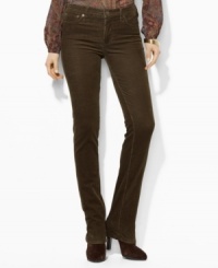Rendered in luxuriously smooth stretch corduroy, Lauren Jeans Co.'s classic straight-leg pant exudes iconic style. Rendered in luxuriously smooth stretch corduroy, Lauren Jeans Co.'s classic straight-leg pant exudes iconic style.