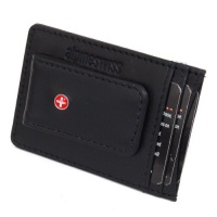Alpine Swiss Genuine Leather Money Clip front pocket wallet with magnet clip and card ID Case, Black Alpine Swiss Genuine Leather Money Clip front pocket wallet with magnet clip and card ID Case, Black