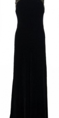 Badgley Mischka Black Velvet Formal Gown 8