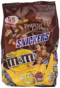 Fun Size Peanut Lovers Variety Pack (M&M's and Snickers), 55-Piece, 36-Ounce