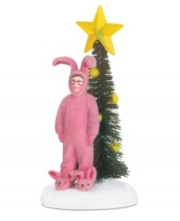 This classic scene from A Christmas Story memorializes those holiday moments that will forever live on in your family. Donning the dreaded pink bunny suit from his aunt, this Ralphie figurine represents the quirkiness of every holiday and the presents that just keep on giving for years to come. This classic scene from A Christmas Story memorializes those holiday moments that will forever live on in your family. Donning the dreaded pink bunny suit from his aunt, this Ralphie figurine represents the quirkiness of every holiday and the presents that just keep on giving for years to come.