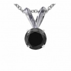 1.50 CT Black Diamond Solitaire Pendant 14K Gold