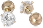 14k Yellow Gold Cubic Zirconia Reversible Stud Earrings