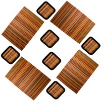 Set of 10 Piece Bamboo Place Mat and Matching Bamboo Coaster Set. 4 Pieces of Placemats and 6 Pieces of Coasters. Colorful Bamboo Slats Woven Precisely to Create This Modern Rustic Masterpiece Set of 10 Piece Bamboo Place Mat and Matching Bamboo Coaster Set. 4 Pieces of Placemats and 6 Pieces of Coasters. Colorful Bamboo Slats Woven Precisely to Create This Modern Rustic Masterpiece