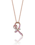 Effy Jewlery 14K Rose Gold Pink Sapphire and Diamond Ribbon Pendant