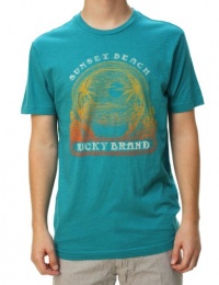 Lucky Brand Men's Sunset Beach Short Sleeve Crew Neck Graphic T-Shirt Green Lucky Brand Men's Sunset Beach Short Sleeve Crew Neck Graphic T-Shirt Green
