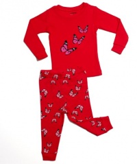 Leveret Butterfly 2 Piece Pajama 100% Cotton (Size 6M-5T) Leveret Butterfly 2 Piece Pajama 100% Cotton (Size 6M-5T)