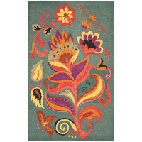 Safavieh Blossom Collection BLM679A Handmade Blue and Multi Hand Spun Wool Area Rug, 3-Feet by 5-Feet Safavieh Blossom Collection BLM679A Handmade Blue and Multi Hand Spun Wool Area Rug, 3-Feet by 5-Feet