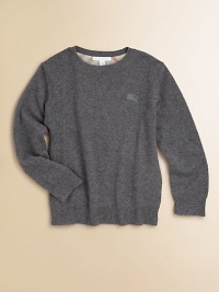 A classic crewneck sweater, crafted in luxe cashmere, with checkered elbow patches.Ribbed crewneckLong sleevesPullover styleRibbed cuffs and hemCashmereDry cleanImported A classic crewneck sweater, crafted in luxe cashmere, with checkered elbow patches.Ribbed crewneckLong sleevesPullover styleRibbed cuffs and hemCashmereDry cleanImported