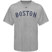 MLB Majestic Boston Red Sox Ash Official Road Wordmark T-shirt - MLB Majestic Boston Red Sox Ash Official Road Wordmark T-shirt -
