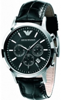 Emporio Armani Chronograph Black Dial Black Leather Men's Watch - AR2447 Emporio Armani Chronograph Black Dial Black Leather Men's Watch - AR2447