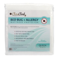 Queen Size Clara Clark Hypoallergenic 100% Waterproof Washable Fire Retardant Mattress Cover, Protects From Bed Bugs, Dust Mites, Pollen, Mold And Fungus, Great for Asthma, Eczema And Allergy Sufferers, Available In 5 Sizes, Fits Mattresses Up To 15 Thic