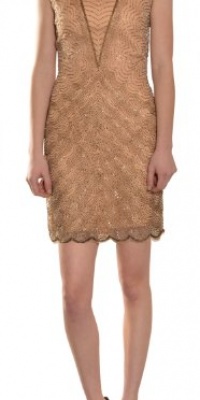 Aidan Mattox Women's Modern Beaded Scalloped Hem Cocktail Evening Dress 0 Champagne Aidan Mattox Women's Modern Beaded Scalloped Hem Cocktail Evening Dress 0 Champagne