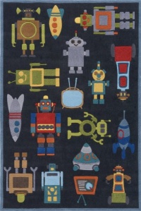 Momeni Robots Rug, Steel Blue, 4' x 6' Momeni Robots Rug, Steel Blue, 4' x 6'