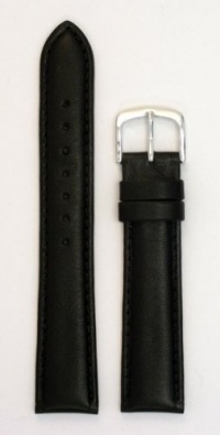Men's Padded Genuine Leather Watchband Black 20mm Watch Band Men's Padded Genuine Leather Watchband Black 20mm Watch Band