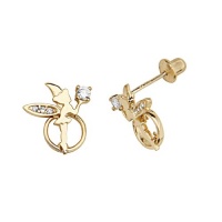 14k Gold Plated Angel CZ Children Stud Earrings with Screw-back 14k Gold Plated Angel CZ Children Stud Earrings with Screw-back
