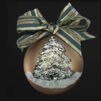 4 Sarabella Hand-Painted Glittered Christmas Tree Collectible Glass Ball Ornament 4 Sarabella Hand-Painted Glittered Christmas Tree Collectible Glass Ball Ornament
