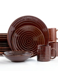 The dinnerware set that has it all. Distinct texture, rich color and modern silhouettes in stoneware crafted for every day makes Snails your best bet for casual dining. From Euro Ceramica.