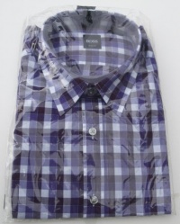 Hugo Boss Mens Ronny LS Dress Shirt Small Slim Fit Woven Purple Checkered Hugo Boss Mens Ronny LS Dress Shirt Small Slim Fit Woven Purple Checkered
