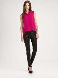 Start a fashion movement in seriously stylish skinnies of soft, lustrous leather. THE FITMedium rise, about 8Inseam, about 33THE DETAILSZip flyFive-pocket styleFully linedLeatherDry clean with leather specialistImportedModel shown is 5'9 (175cm) wearing US size 2. Start a fashion movement in seriously stylish skinnies of soft, lustrous leather. THE FITMedium rise, about 8Inseam, about 33THE DETAILSZip flyFive-pocket styleFully linedLeatherDry clean with leather specialistImportedModel shown is 5'9 (175cm) wearing US size 2.