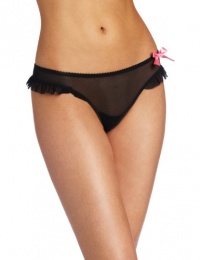 Betsey Johnson Women's Stretch Mesh Ruffle Thong Panty,Black,Medium Betsey Johnson Women's Stretch Mesh Ruffle Thong Panty,Black,Medium