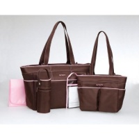 Carters 5-Piece Girls Diaper Bag Set - brown/pink, one size Carters 5-Piece Girls Diaper Bag Set - brown/pink, one size
