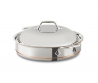 All-Clad 640318 SS Copper Core 5-Ply Bonded Dishwasher Safe Sauteuse with Domed Lid Cookware, 3-Quart, Silver All-Clad 640318 SS Copper Core 5-Ply Bonded Dishwasher Safe Sauteuse with Domed Lid Cookware, 3-Quart, Silver