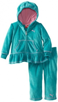 Puma - Kids Baby-Girls Infant Peplum Hood with Contrast Stretch, Blue, 18 Months Puma - Kids Baby-Girls Infant Peplum Hood with Contrast Stretch, Blue, 18 Months