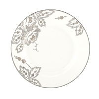 For the city chic and avant-garde, Floral Waltz offers a touch of nature in a modern setting. A beautiful pointillism design forms lush blooms and leaves across each piece to create an unexpected finish. The chic design is trimmed in platinum and features a touch of shimmer for a sophisticated look, appropriate for even the most formal of events. For the city chic and avant-garde, Floral Waltz offers a touch of nature in a modern setting. A beautiful pointillism design forms lush blooms and leaves across each piece to create an unexpected finish. The chic design is trimmed in platinum and features a touch of shimmer for a sophisticated look, appropriate for even the most formal of events.