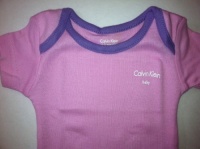 Calvin Klein 3 Pk. Pink Onesies w/Purple Trim ~ 0-3 Mo. Calvin Klein 3 Pk. Pink Onesies w/Purple Trim ~ 0-3 Mo.