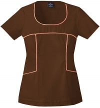 Baby Phat Fashionable Scoop Neck Scrub Top with Contrast Piping (Brown L) Baby Phat Fashionable Scoop Neck Scrub Top with Contrast Piping (Brown L)