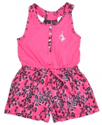 Baby Phat Girls Fuchsia & Cheetah Print Romper Size 4 5/6 6X Baby Phat Girls Fuchsia & Cheetah Print Romper Size 4 5/6 6X