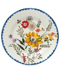 Freshen up. Colorful wildflowers bloom on the Scallop Floral dessert plate, a charming addition to country settings from Marcela for Prima Design. With dainty blue trim. Freshen up. Colorful wildflowers bloom on the Scallop Floral dessert plate, a charming addition to country settings from Marcela for Prima Design. With dainty blue trim.