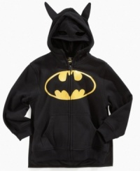 Be the cool caped crusader – he can become the Dark Knight with this Batman zip-front hoodie Be the cool caped crusader – he can become the Dark Knight with this Batman zip-front hoodie
