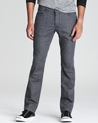 Crafted with a slim straight fit in cotton and a bit of stretch, these designer jeans give you a modern and effortless style you can count on. Crafted with a slim straight fit in cotton and a bit of stretch, these designer jeans give you a modern and effortless style you can count on.