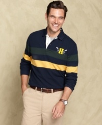 Join the preppy crew for fall with this classic rugby from Tommy Hilfiger. Join the preppy crew for fall with this classic rugby from Tommy Hilfiger.