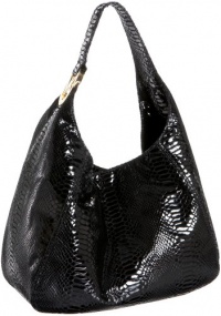 Michael Kors Fulton Large Shoulder Bag in Black Patent Python