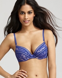 A lovely lace overlay lends feminine flair to this underwire plunge bra from Pleasure State. Style #P22-2209W A lovely lace overlay lends feminine flair to this underwire plunge bra from Pleasure State. Style #P22-2209W