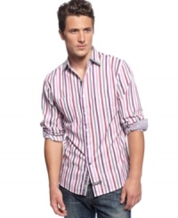 Get vertical. This striped shirt from English Laundry keeps your casual or workweek look up-to-date with cool current style. Get vertical. This striped shirt from English Laundry keeps your casual or workweek look up-to-date with cool current style.
