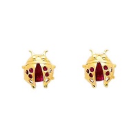 14k Gold Plated Red Ladybug CZ Children Stud Earrings with Screw-back 14k Gold Plated Red Ladybug CZ Children Stud Earrings with Screw-back