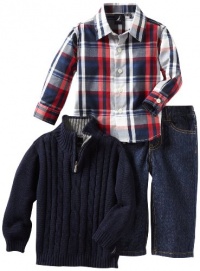 Nautica Sportswear Kids Baby-Boys Infant 3 Piece 1/4 Zip Long Sleeve Woven Shirt And Denim Pant Sweater Set, Sport Navy, 24 Months Nautica Sportswear Kids Baby-Boys Infant 3 Piece 1/4 Zip Long Sleeve Woven Shirt And Denim Pant Sweater Set, Sport Navy, 24 Months